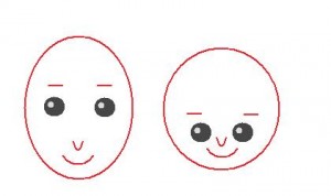 面長と丸顔イラスト